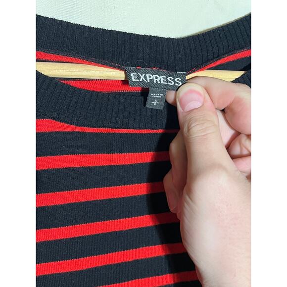 Women's Express Brand Striped Sweater w/ Shoulder Zip - Size: S/P - Picture 3 of 4